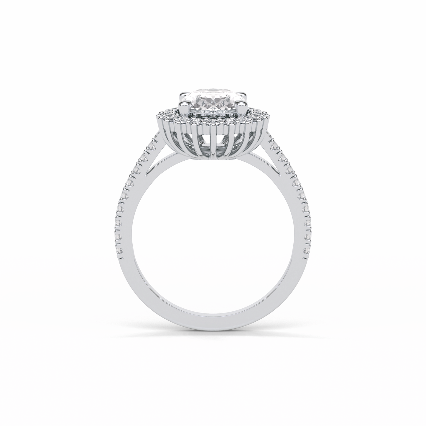 Oval Halo & Pave Lab Grown Diamond Engagement Ring