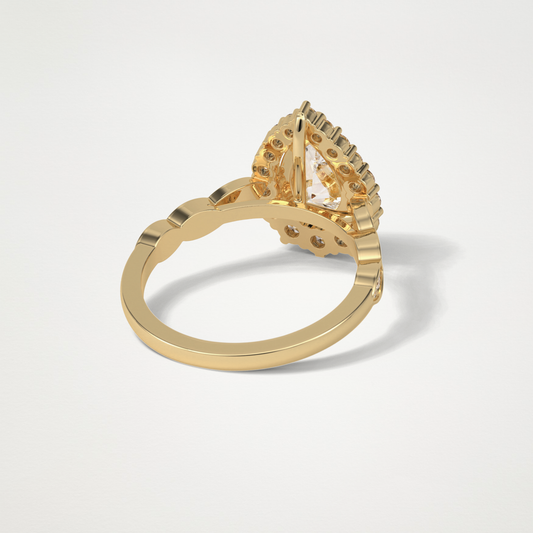 Pear Pave & Halo Lab Grown Diamond Engagement Ring