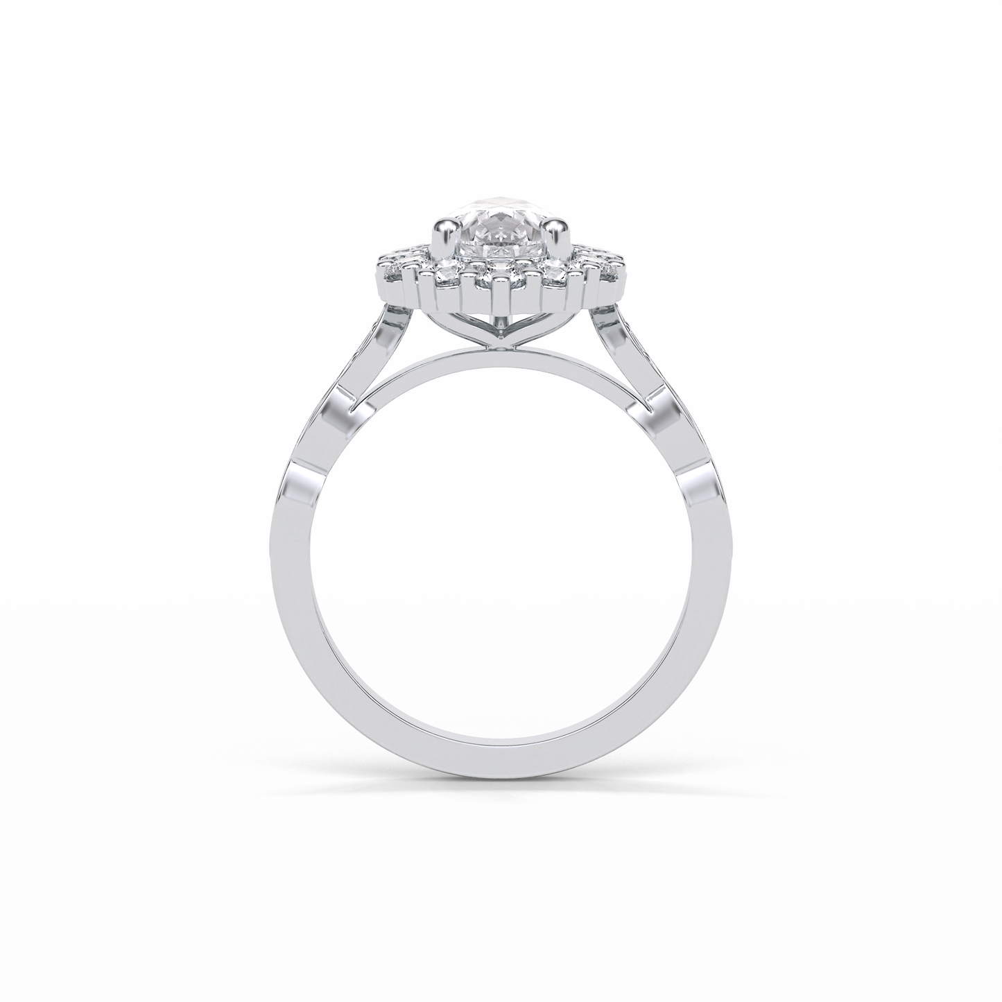 Pear Pave & Halo Lab Grown Diamond Engagement Ring