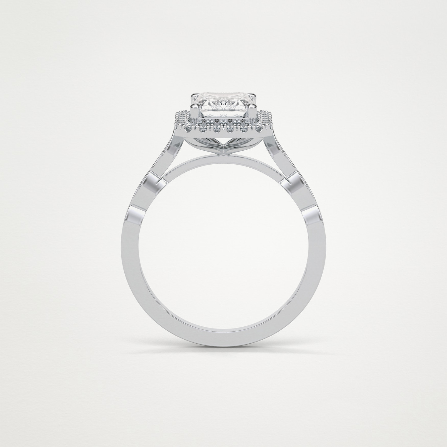 Emerald Pave & Halo Lab Grown Diamond Engagement Ring