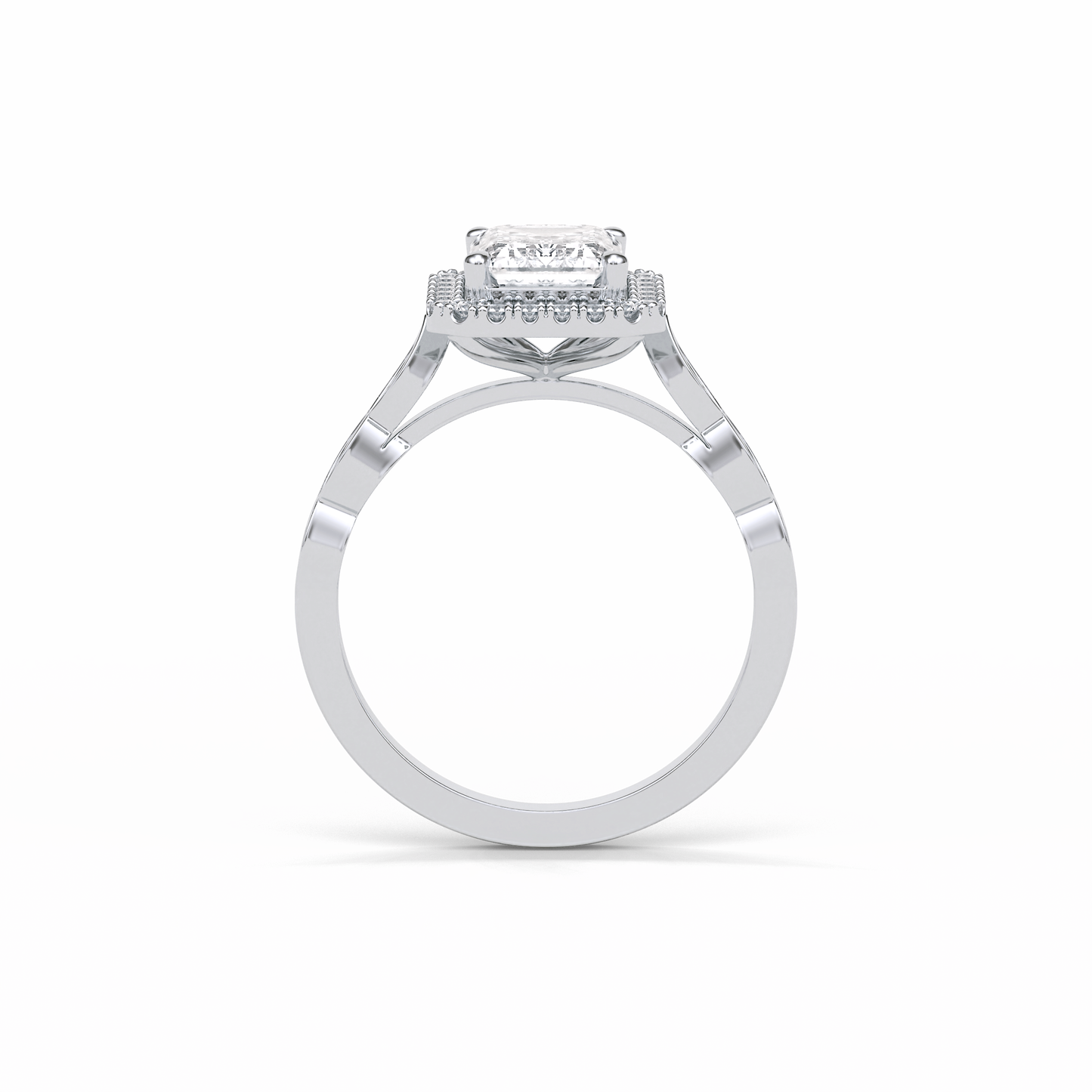 Emerald Pave & Halo Lab Grown Diamond Engagement Ring