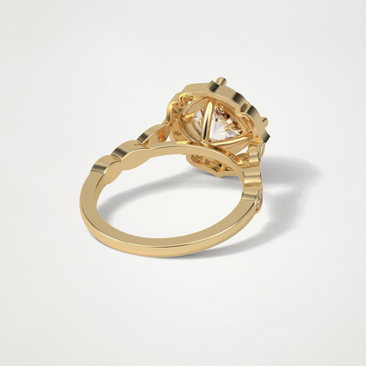 Cushion Cut Pave & Halo Lab Grown Diamond Engagement Ring