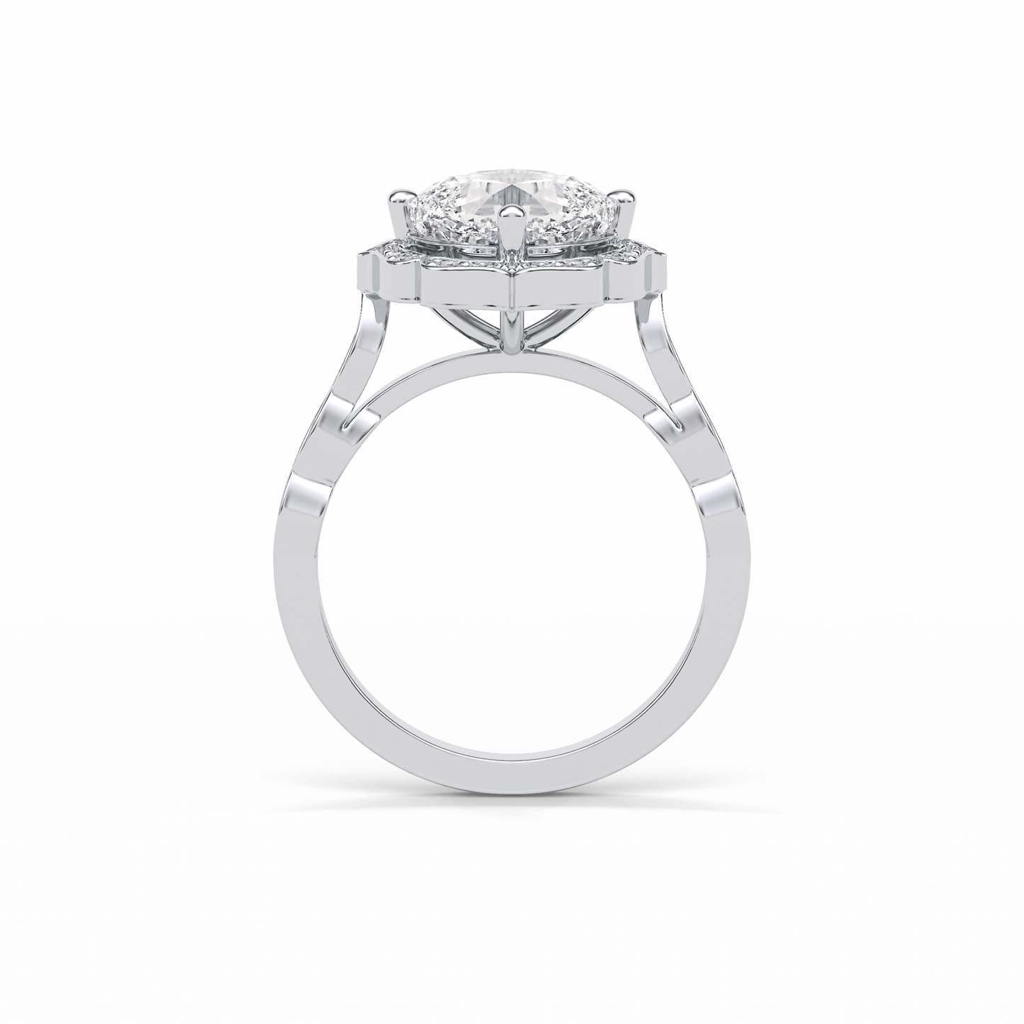 Cushion Cut Pave & Halo Lab Grown Diamond Engagement Ring