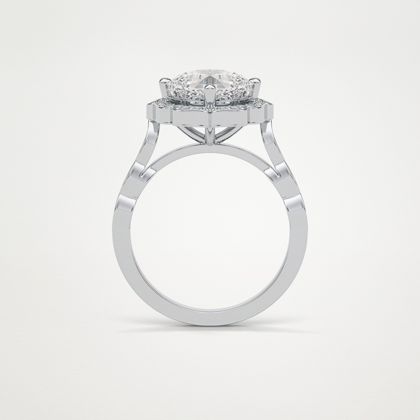 Cushion Cut Pave & Halo Lab Grown Diamond Engagement Ring