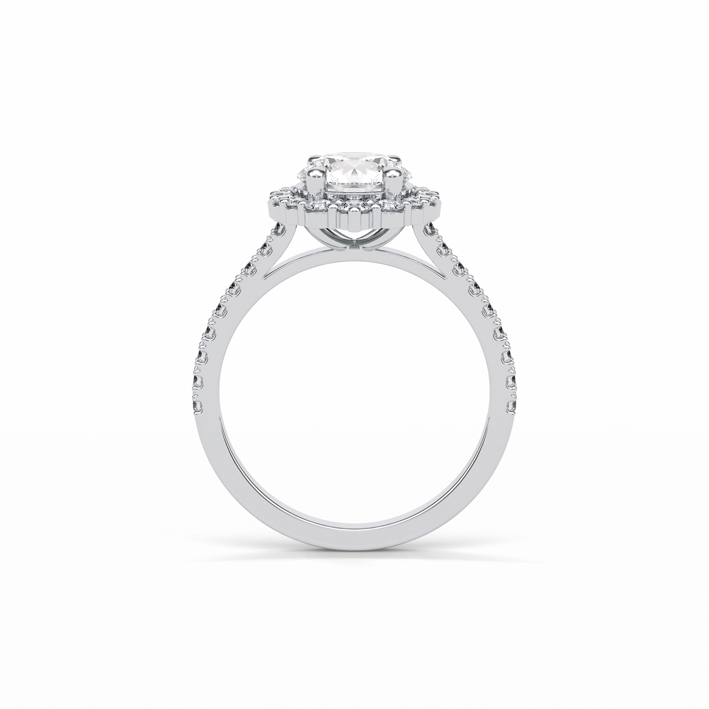 Round Pave & Halo Lab Grown Diamond Engagement Ring