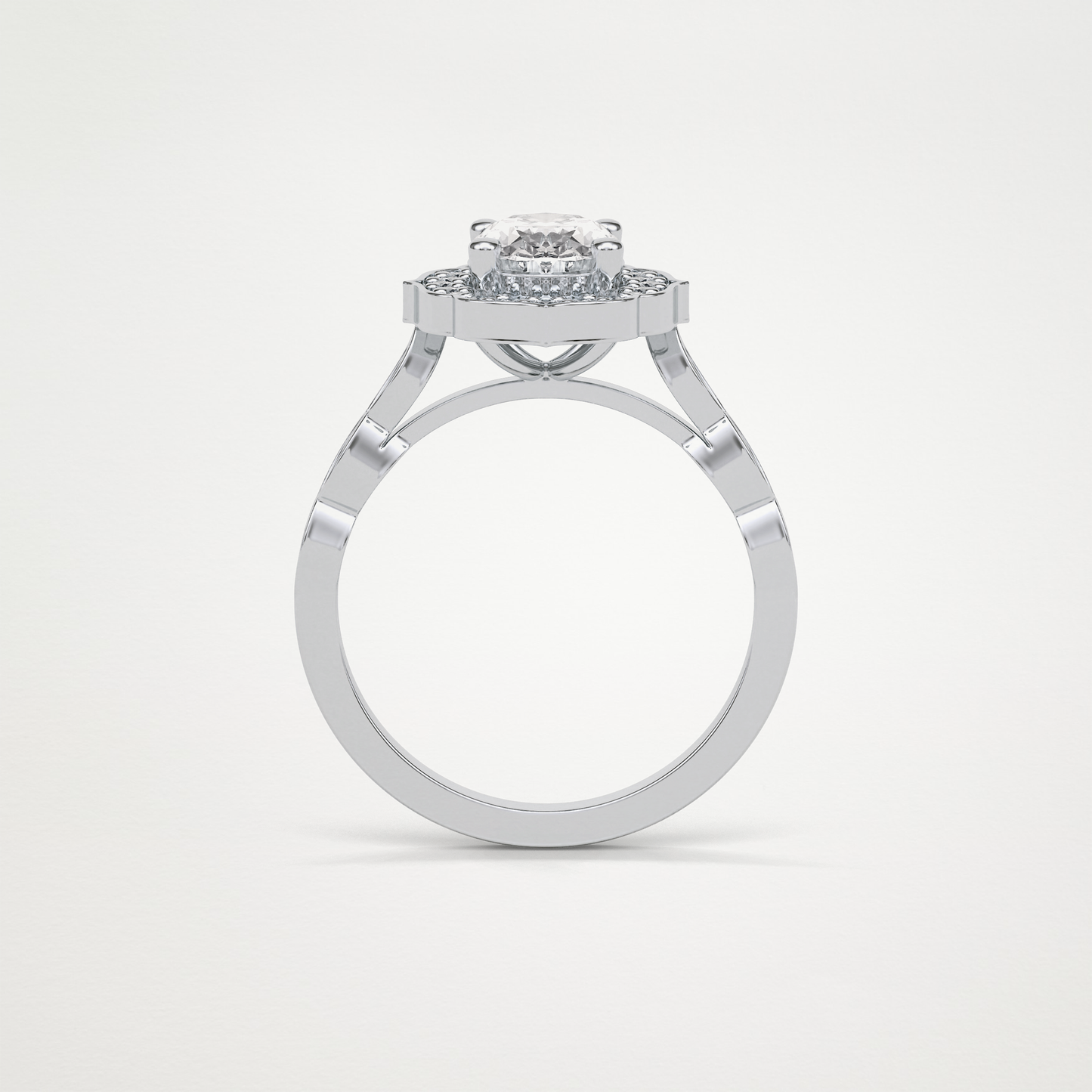Oval Pave & Halo Lab Grown Diamond Engagement Ring