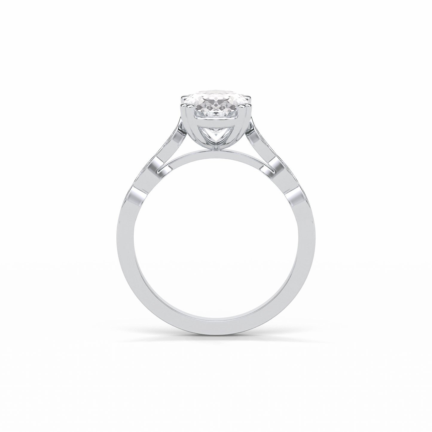 Oval Pave & Halo Lab Grown Diamond Engagement Ring