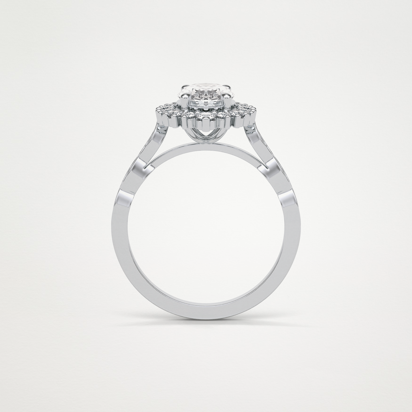 Oval Pave & Cluster Lab Grown Diamond Engagement Ring