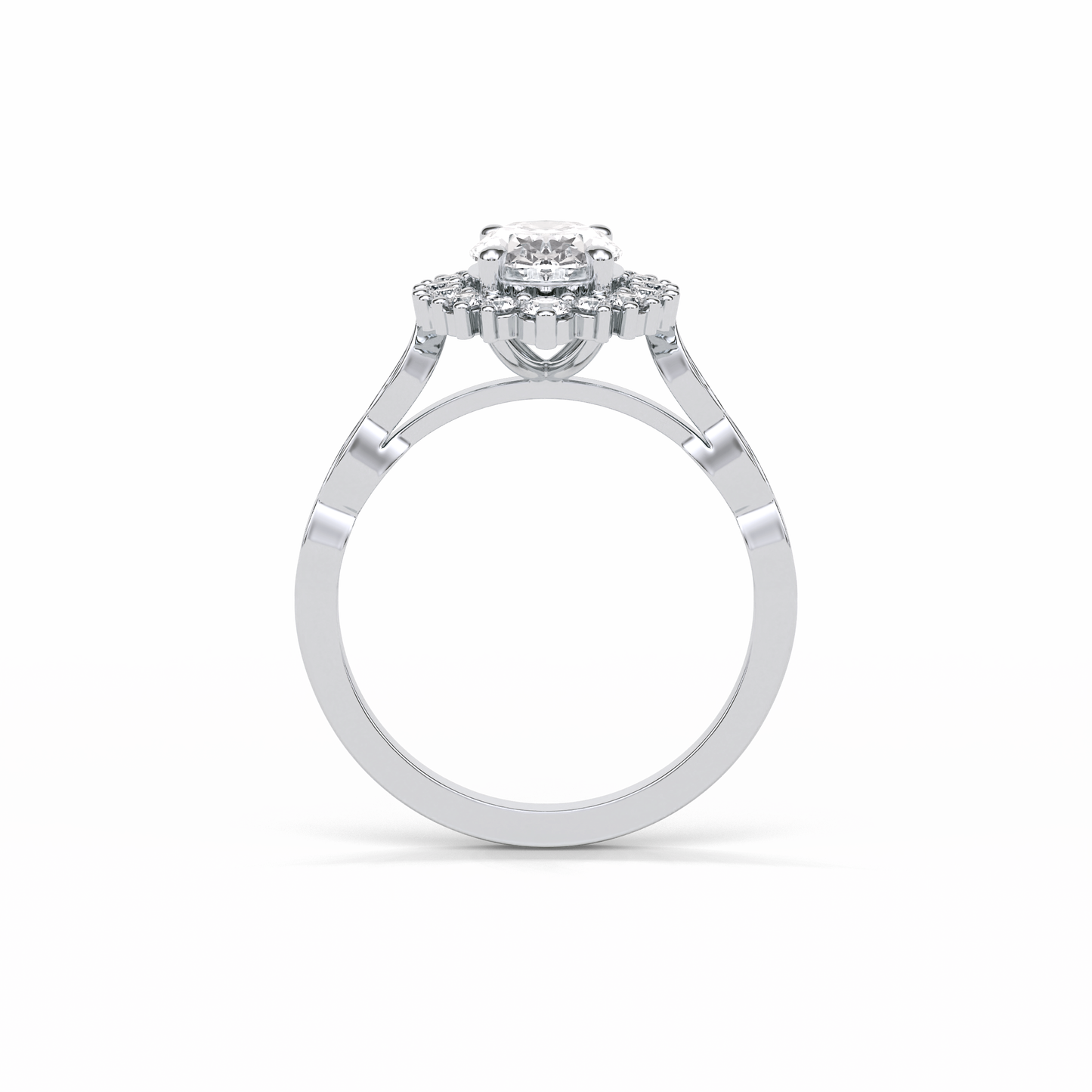 Oval Pave & Cluster Lab Grown Diamond Engagement Ring