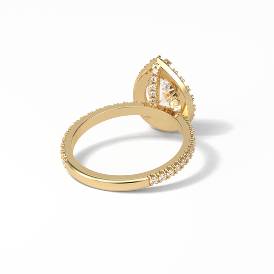 Pear Halo & Pave Lab Grown Diamond Engagement Ring