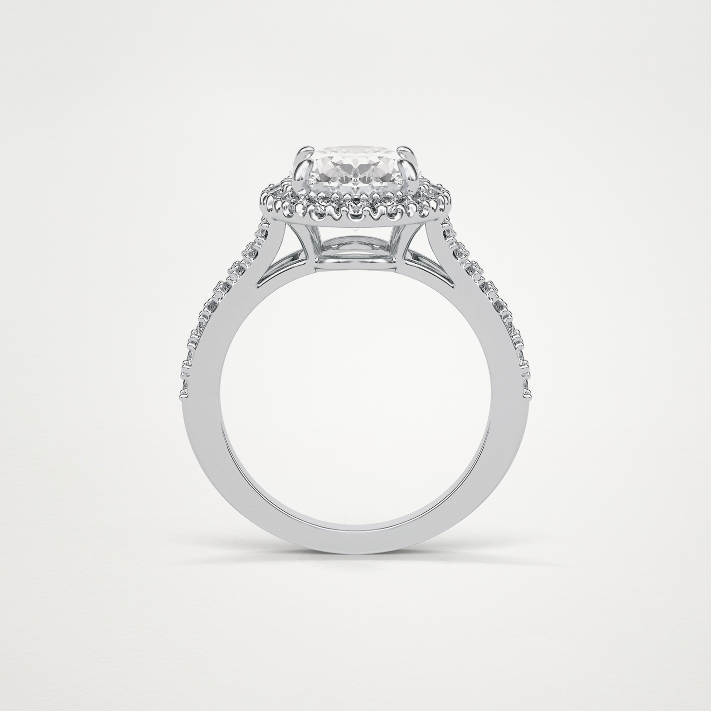 Oval Halo & Pave Lab Grown Diamond Engagement Ring
