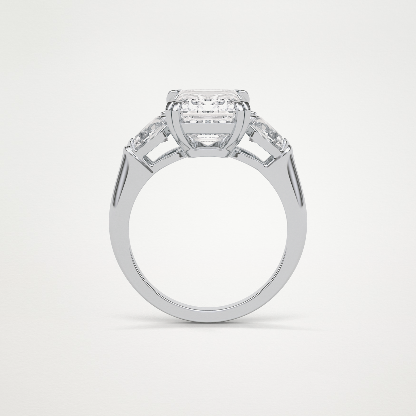 Emerald Three Stones Lab Grown Diamond Engagement Ring