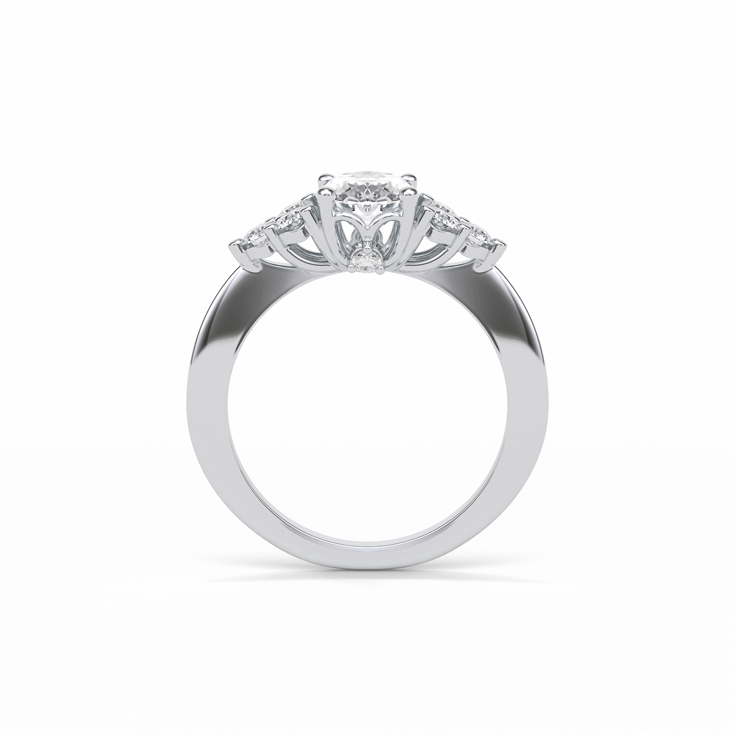 Oval Cluster Lab Grown Diamond Engagement Ring