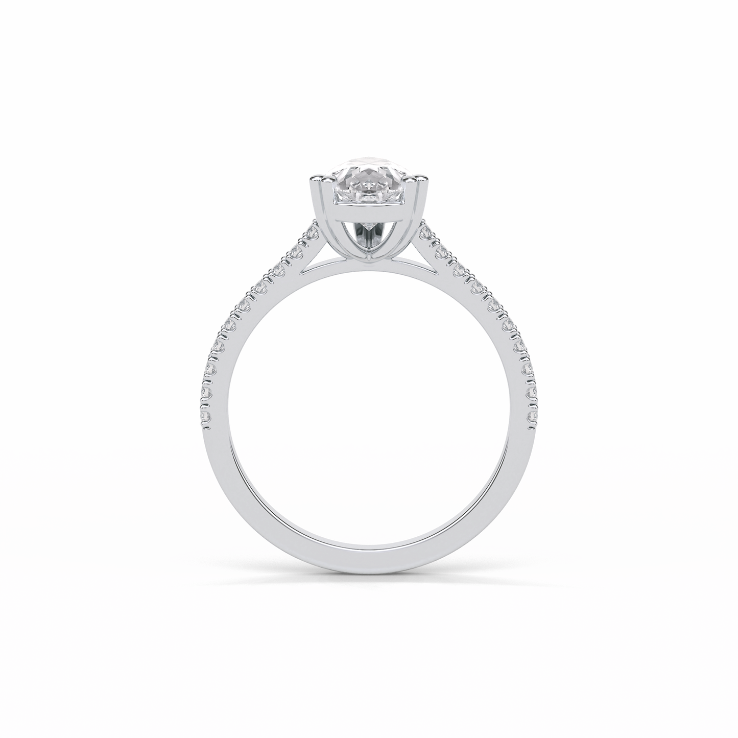 Pear Cut Pave Lab Grown Diamond Engagement Ring
