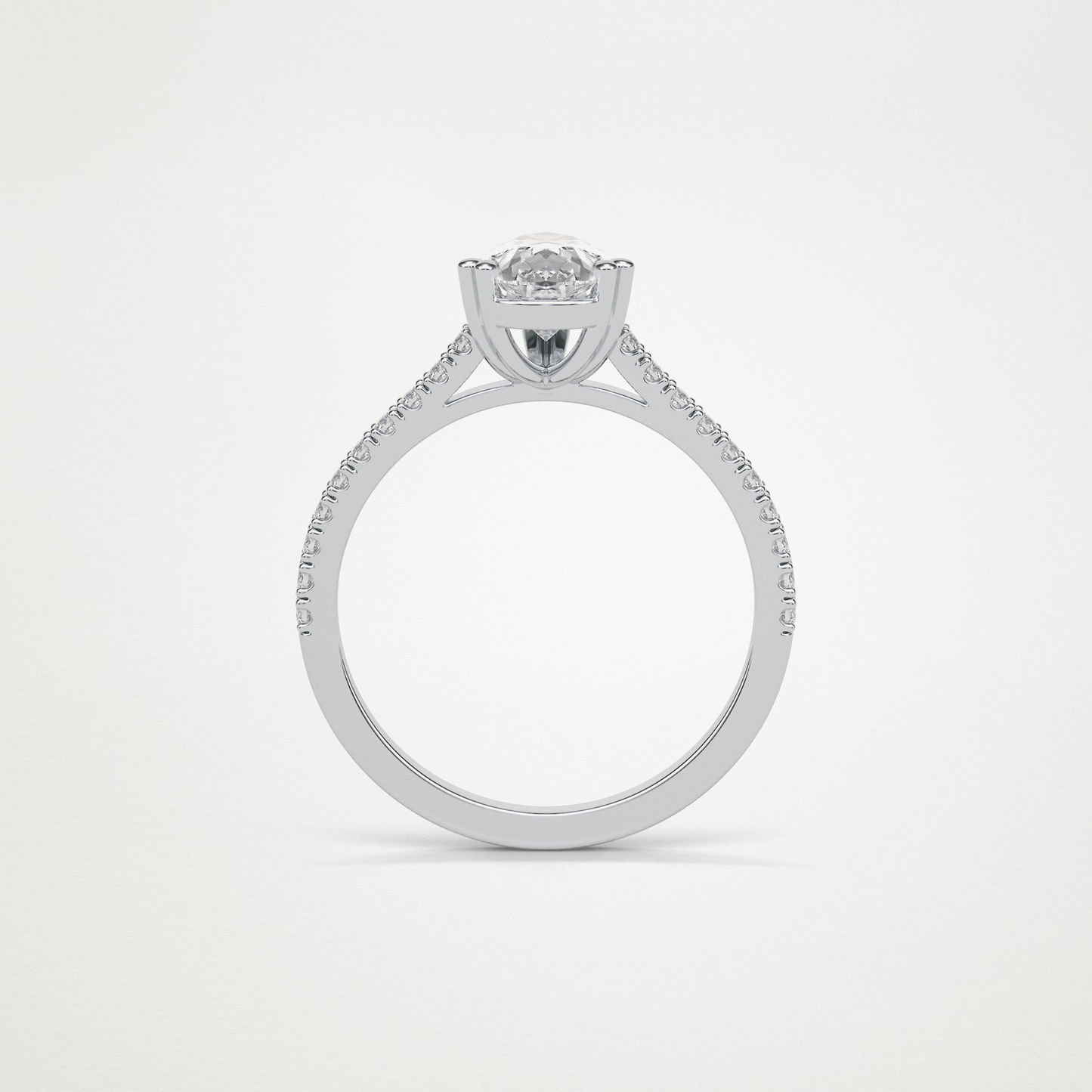 Pear Cut Pave Lab Grown Diamond Engagement Ring