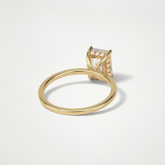 Emerald Hidden Halo Lab Grown Diamond Engagement Ring
