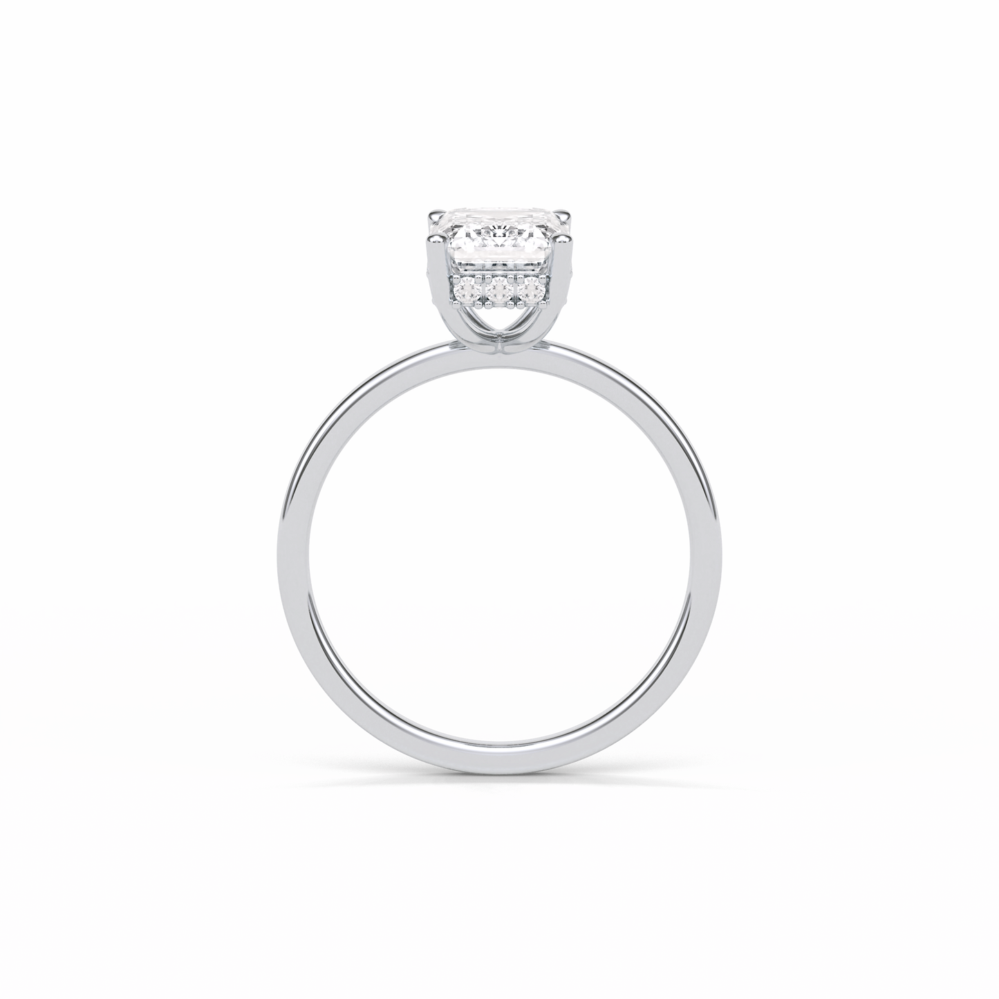 Emerald Hidden Halo Lab Grown Diamond Engagement Ring