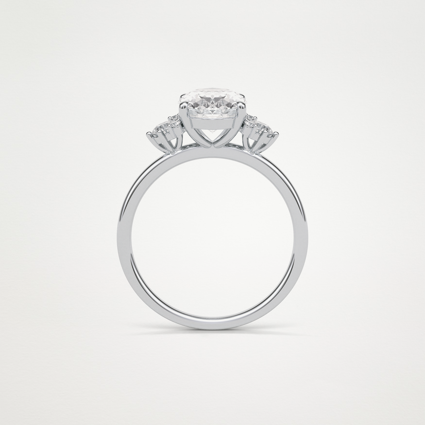 Oval Three Stones Lab Grown Diamond Engagement Ring