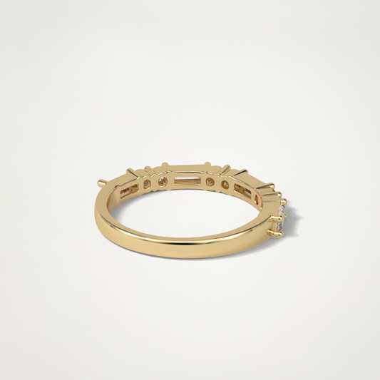 0.64 TCW Baguette and Round Lab Grown Diamond Half Eternity Wedding Band