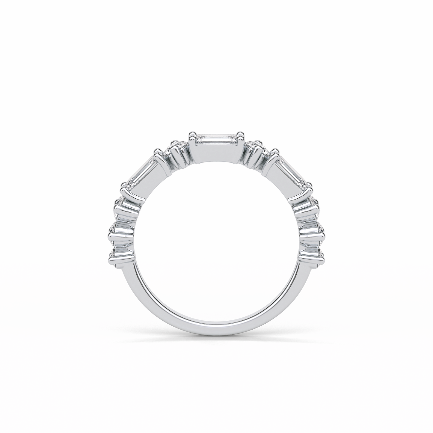 1.28 TCW Emerald and Round Shaped Wedding Band 7