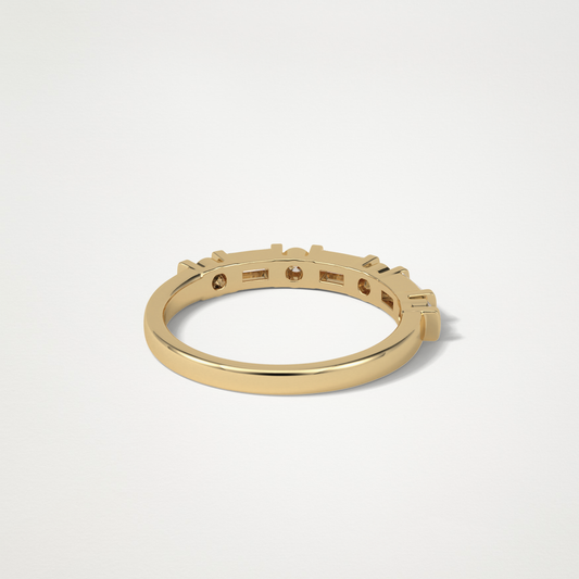 0.42 TCW Baguette & Round Lab Grown Diamond Half Eternity Wedding Band