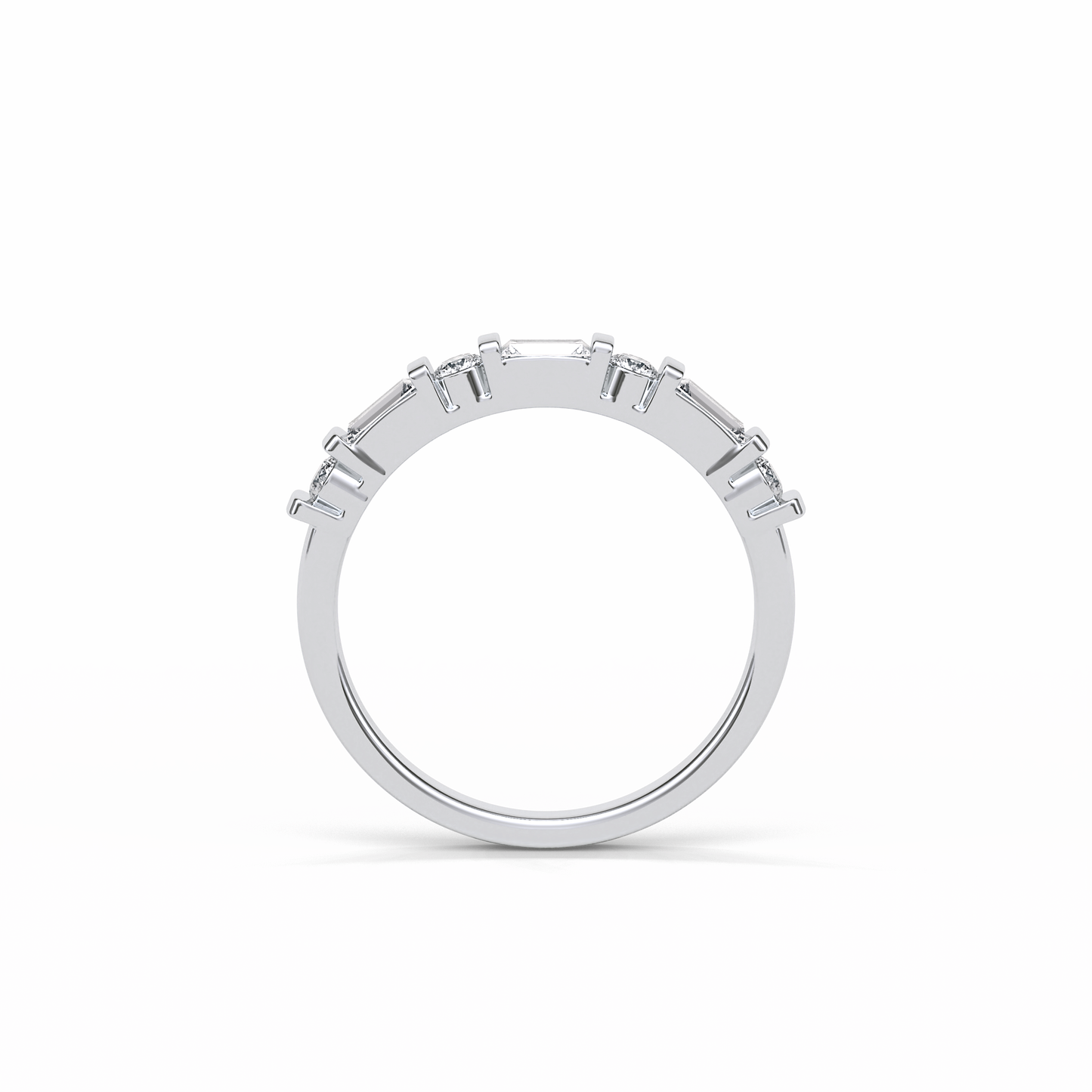 0.42 TCW Baguette and Round Shaped Wedding Band 7