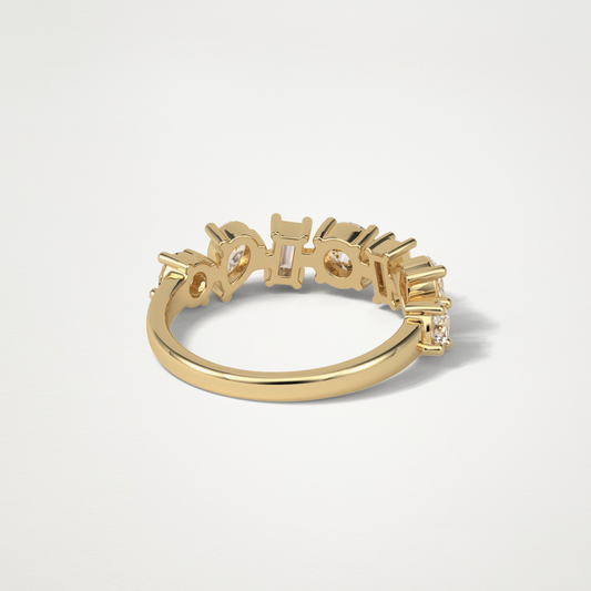 1.4 TCW Pear, Baguette & Round Lab Grown Diamond Half Eternity Wedding Band