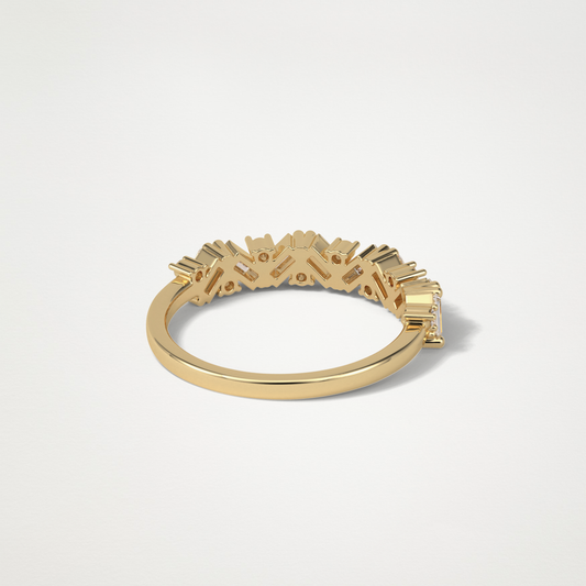 0.44 TCW Baguette & Round Lab Grown Diamond Half Eternity Wedding Band