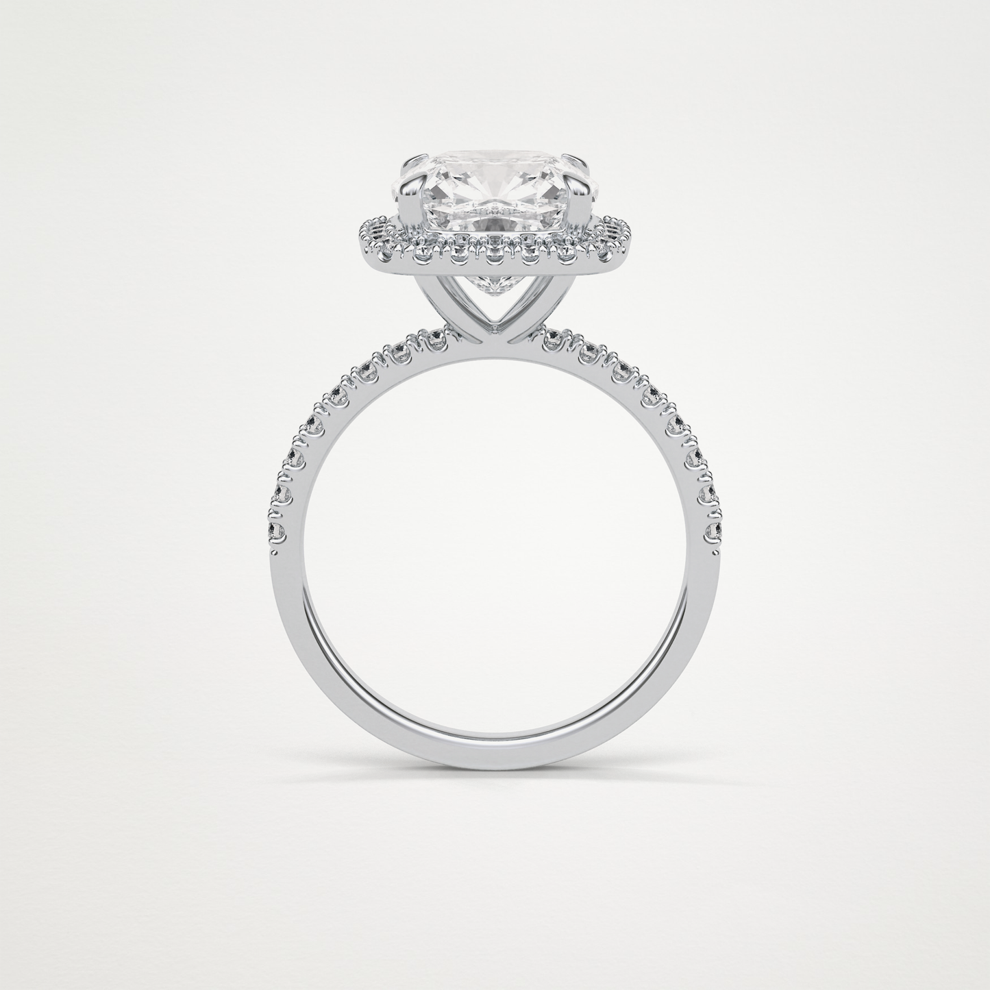 Cushion Pave & Halo Lab Grown Diamond Engagement Ring