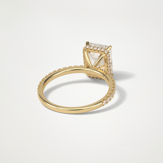 Emerald Hidden Halo & Pave Lab Grown Diamond Engagement Ring