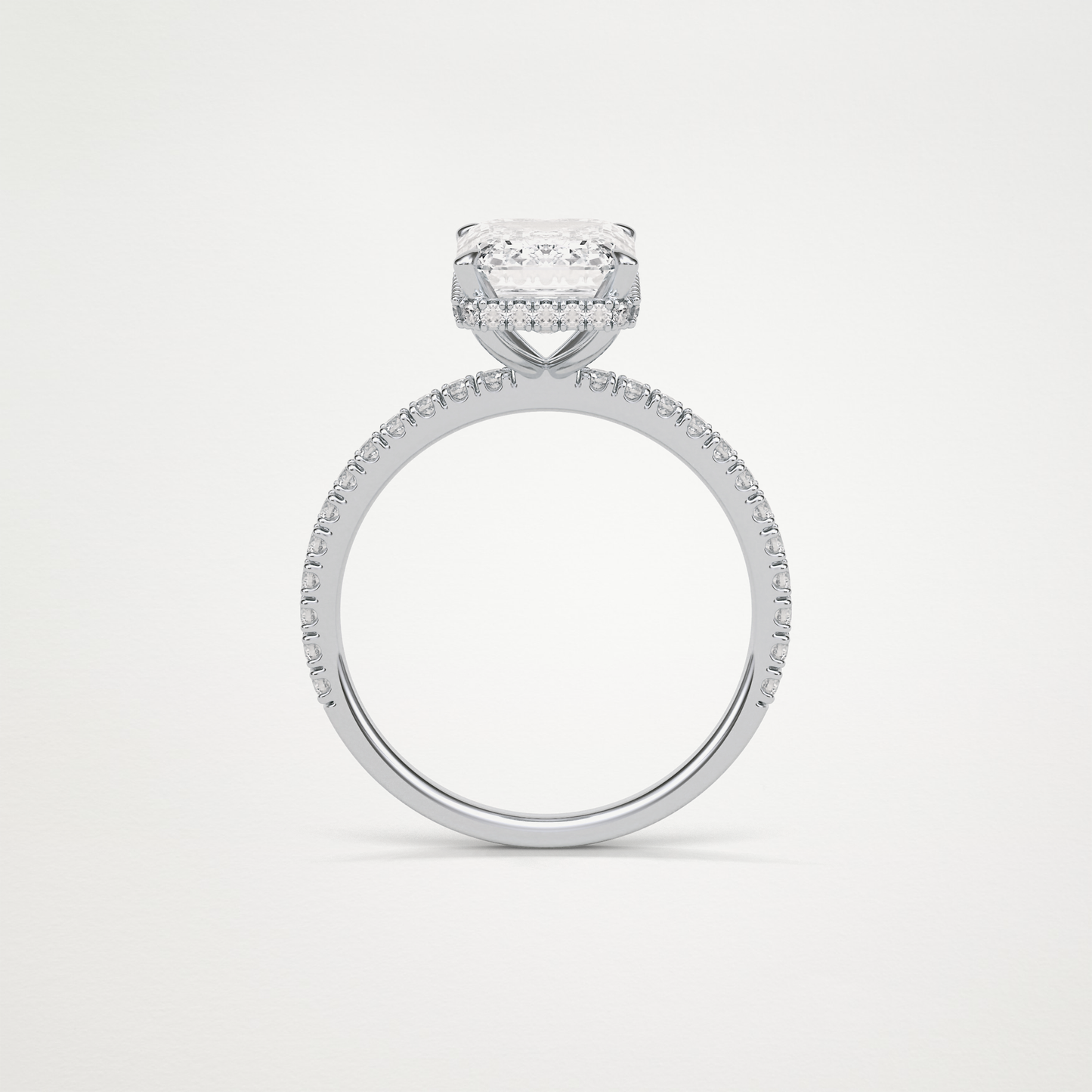 Emerald Hidden Halo & Pave Lab Grown Diamond Engagement Ring