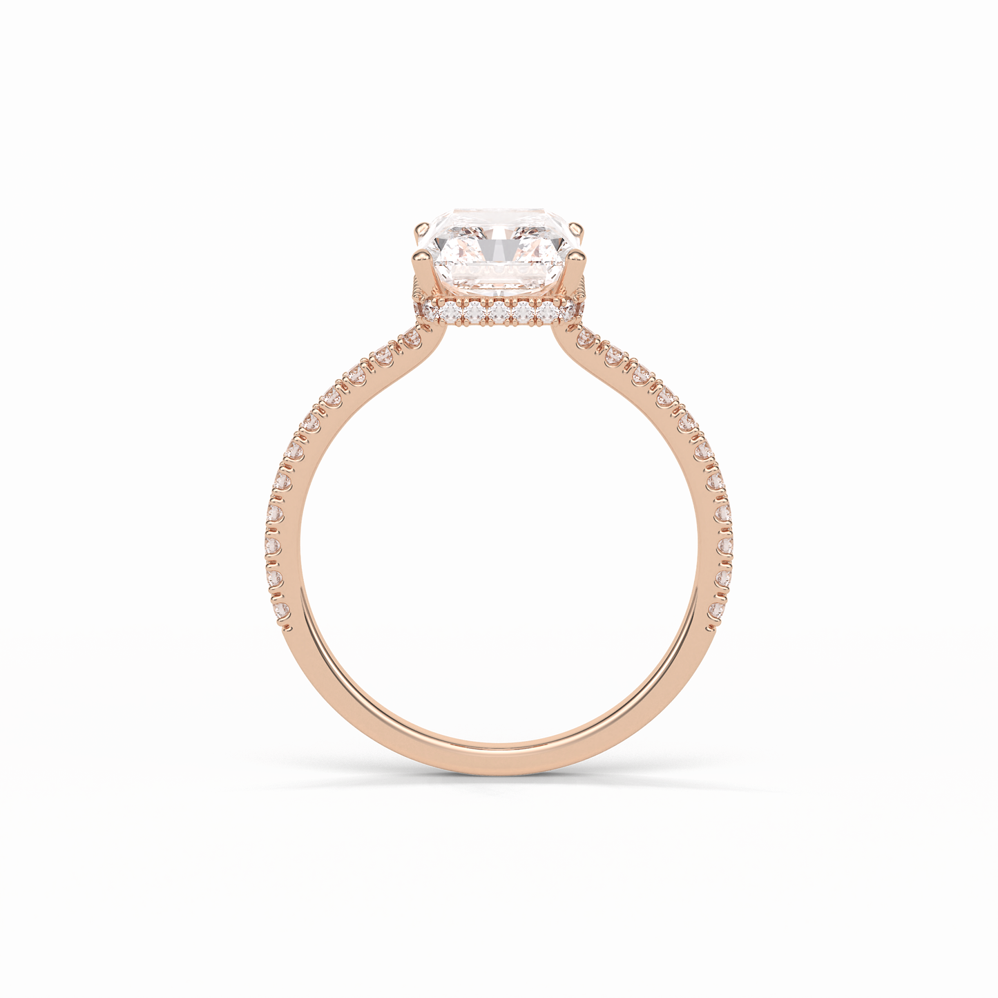 Radiant Hidden Halo & Pave Lab Grown Diamond Engagement Ring