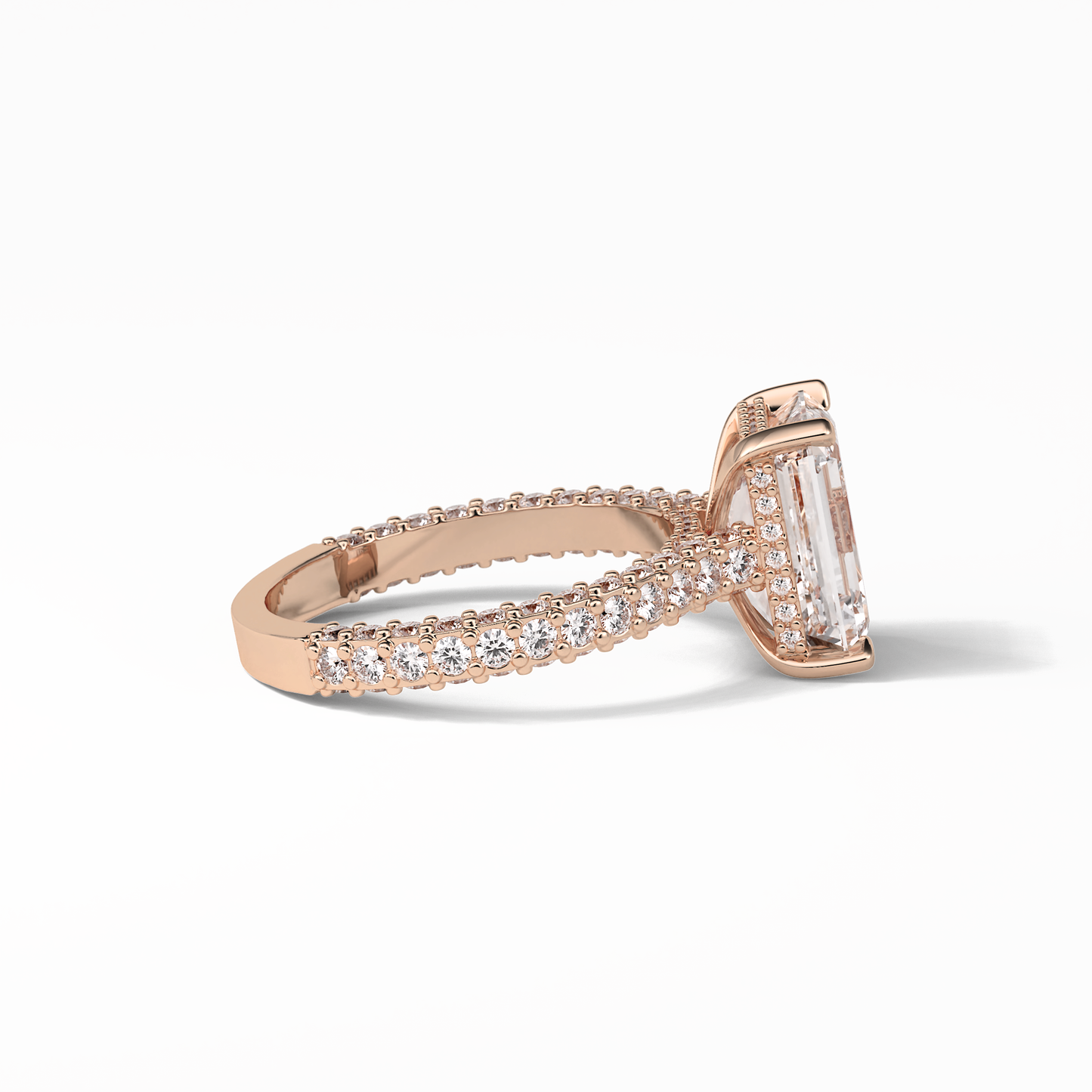 Emerald Pave Lab Grown Diamond Engagement Ring