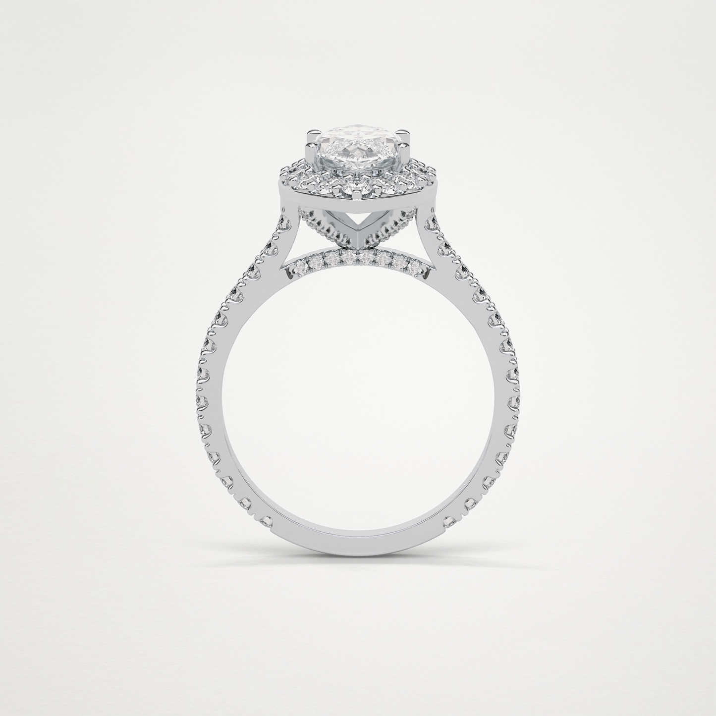 Marquise Pave & Halo Lab Grown Diamond Engagement Ring