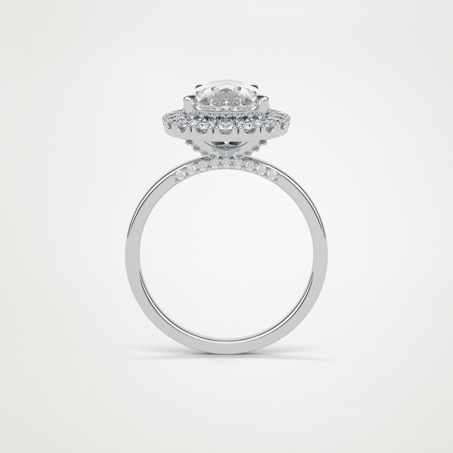 Pear Pave & Halo Lab Grown Diamond Engagement Ring
