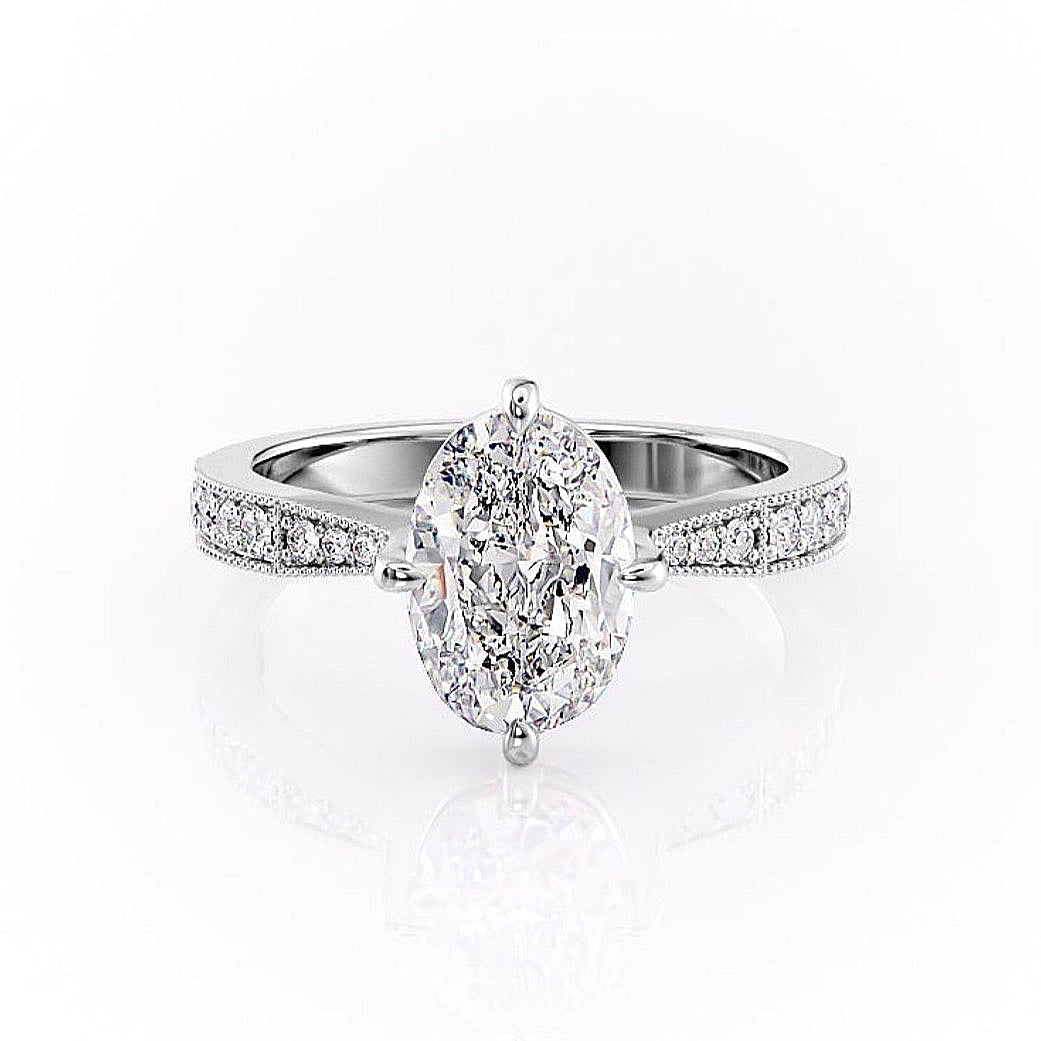 2.10 Oval Solitaire Channel Pave Setting Moissanite Engagement Ring 10 2.10 Oval Solitaire Channel Pave Setting Moissanite Engagement Ring 10