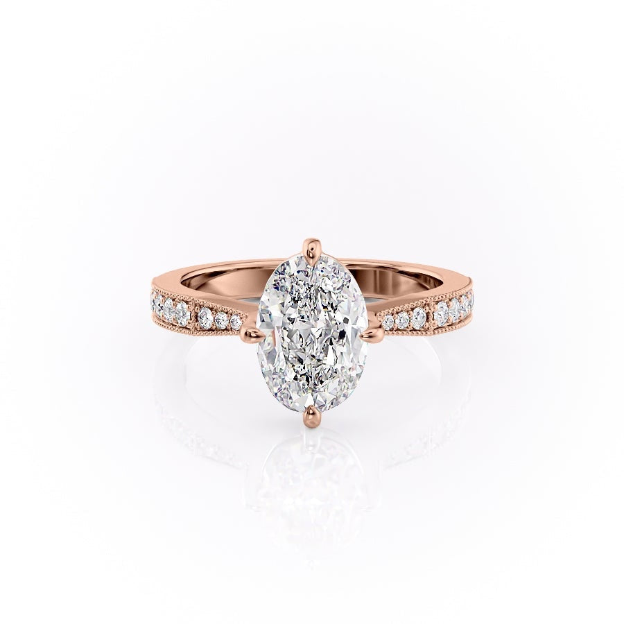2.10 Oval Solitaire Channel Pave Setting Moissanite Engagement Ring 12 2.10 Oval Solitaire Channel Pave Setting Moissanite Engagement Ring 12