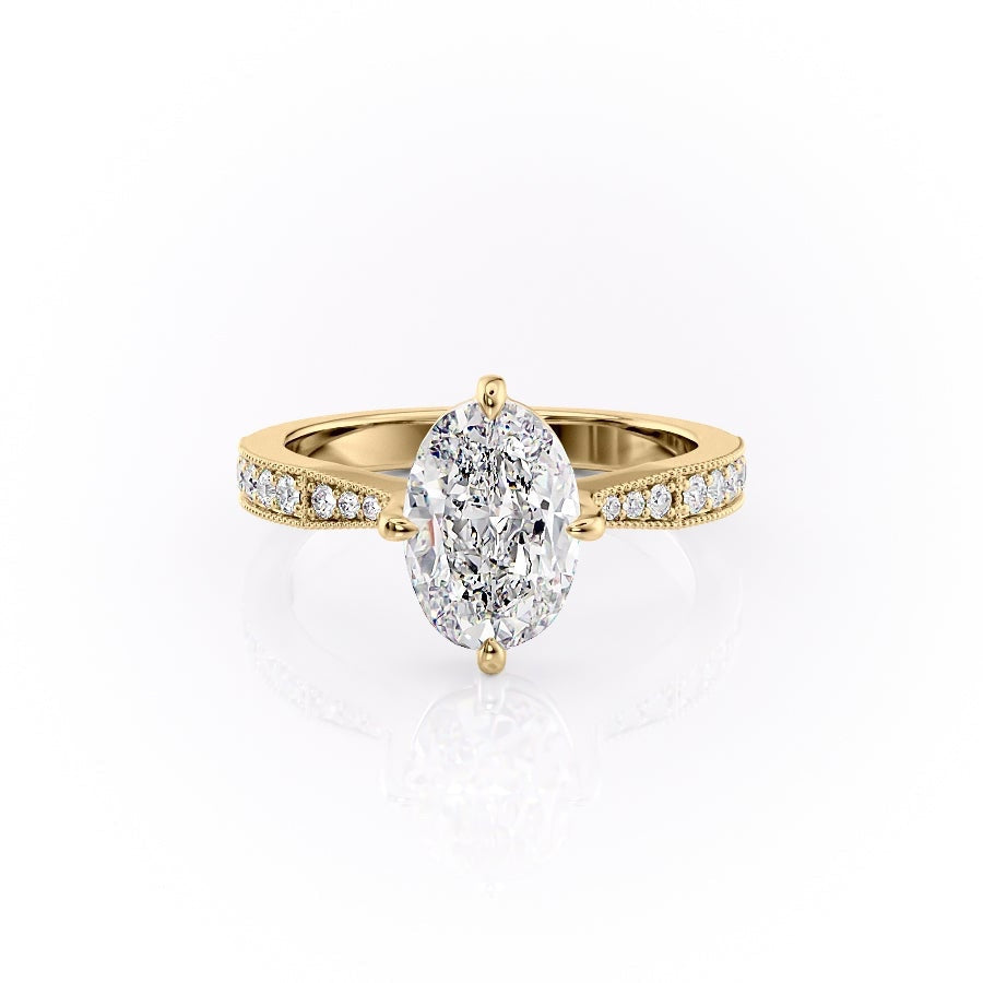 2.10 Oval Solitaire Channel Pave Setting Moissanite Engagement Ring 11 2.10 Oval Solitaire Channel Pave Setting Moissanite Engagement Ring 11