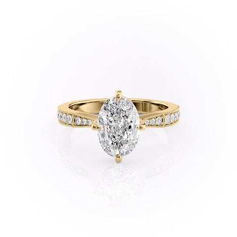 2.10 Oval Solitaire Channel Pave Setting Moissanite Engagement Ring 11 2.10 Oval Solitaire Channel Pave Setting Moissanite Engagement Ring 11