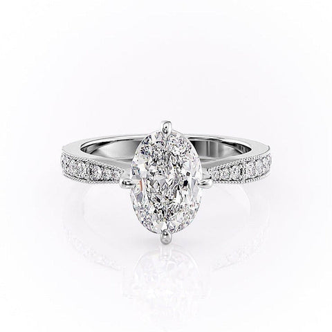 2.10 Oval Solitaire Channel Pave Setting Moissanite Engagement Ring 10 2.10 Oval Solitaire Channel Pave Setting Moissanite Engagement Ring 10