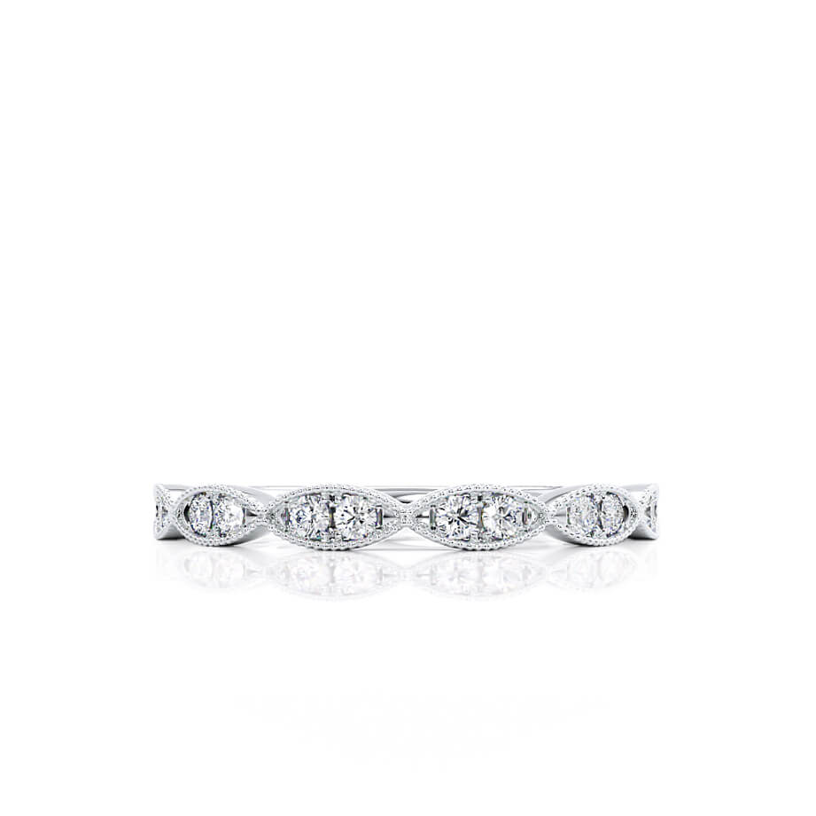 0.16 CT Round Shaped Moissanite Milgrain Style Wedding Band 2 0.16 CT Round Shaped Moissanite Milgrain Style Wedding Band 2