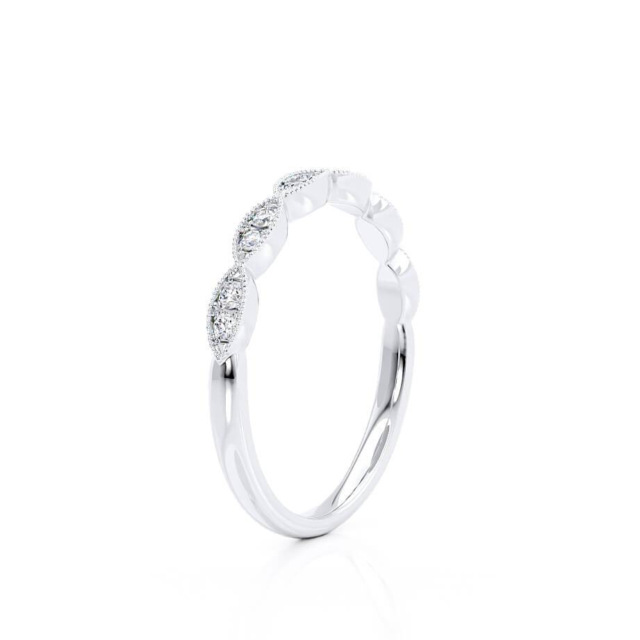 0.16 CT Round Shaped Moissanite Milgrain Style Wedding Band 3 0.16 CT Round Shaped Moissanite Milgrain Style Wedding Band 3