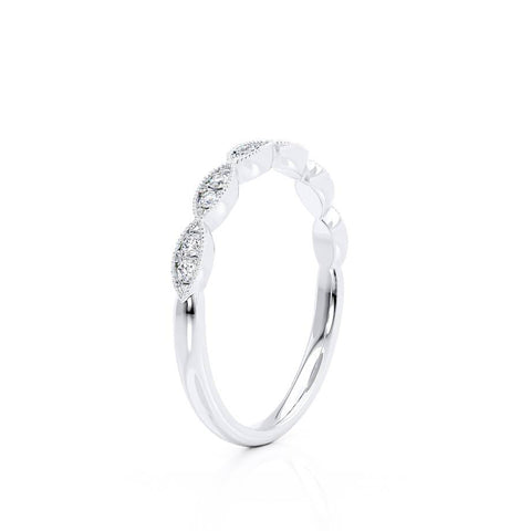 0.16 CT Round Shaped Moissanite Milgrain Style Wedding Band 3 0.16 CT Round Shaped Moissanite Milgrain Style Wedding Band 3
