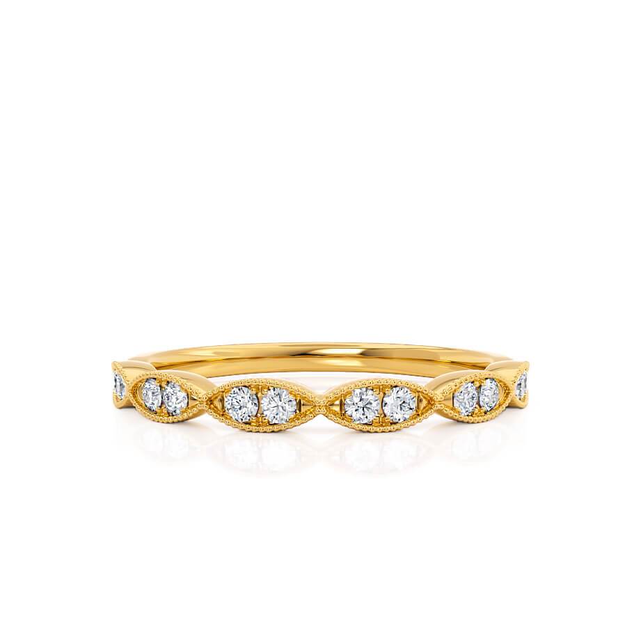 0.16 CT Round Shaped Moissanite Milgrain Style Wedding Band 1 0.16 CT Round Shaped Moissanite Milgrain Style Wedding Band 1
