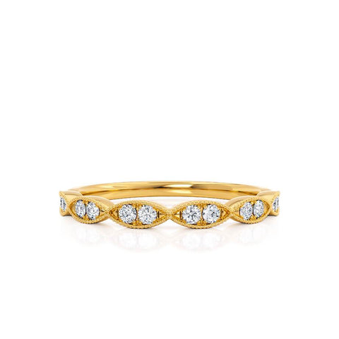 0.16 CT Round Shaped Moissanite Milgrain Style Wedding Band 1 0.16 CT Round Shaped Moissanite Milgrain Style Wedding Band 1
