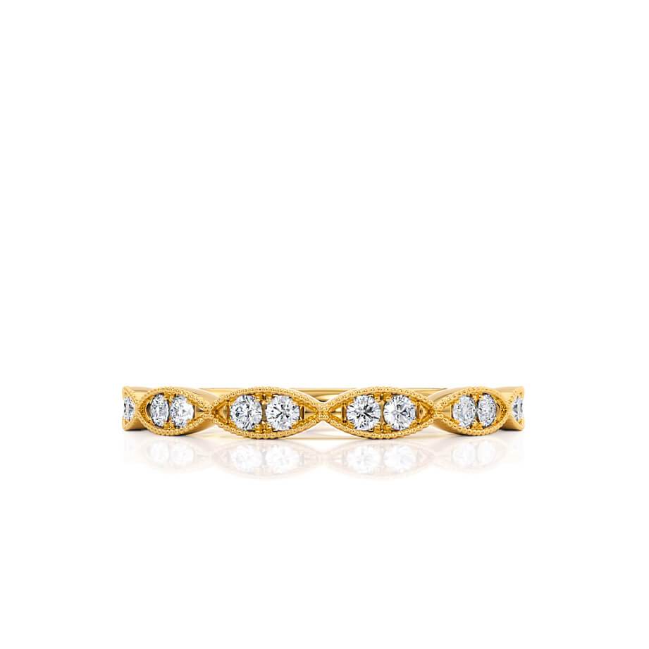 0.16 CT Round Shaped Moissanite Milgrain Style Wedding Band 2 0.16 CT Round Shaped Moissanite Milgrain Style Wedding Band 2