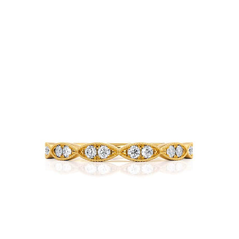 0.16 CT Round Shaped Moissanite Milgrain Style Wedding Band 2 0.16 CT Round Shaped Moissanite Milgrain Style Wedding Band 2