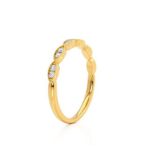 0.16 CT Round Shaped Moissanite Milgrain Style Wedding Band 3 0.16 CT Round Shaped Moissanite Milgrain Style Wedding Band 3