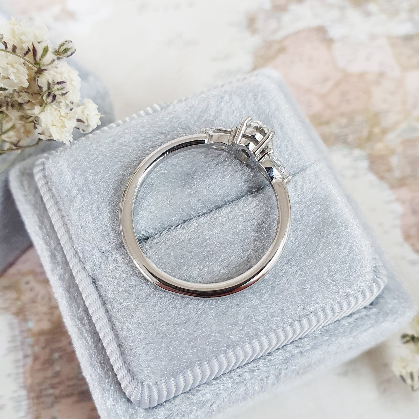 0.40 CT Oval Three Stones Lab Grown Diamond Engagement Ring