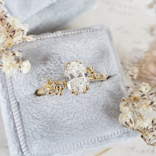 Oval Art Deco Lab Grown Diamond Engagement Ring